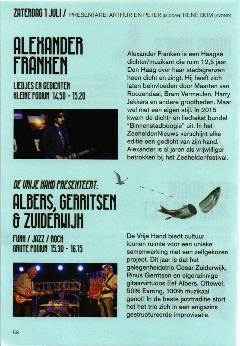 Albers, Gerritsen aand Zuiderwijk trio at Zeehelden Festival July 01, 2017